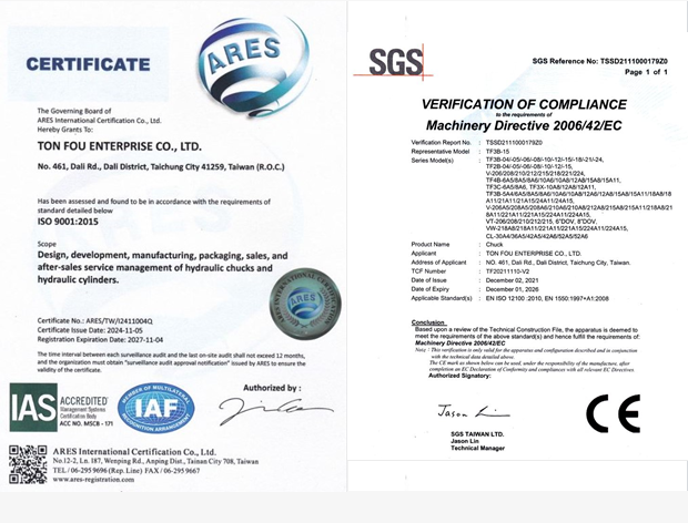 Received 
Amtri Veritas CE-MARK Certification.
U.K. Amtri Iso 9002 Quality Certification
U.S.A. Nsf Iso 9001 Quality Certification
Taiwan Hydraulic & Pneumatic Association Excellence Award.
